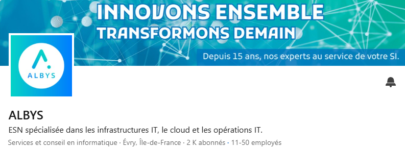 Page LinkedIn d'Albys réalisée par La Buon'Com