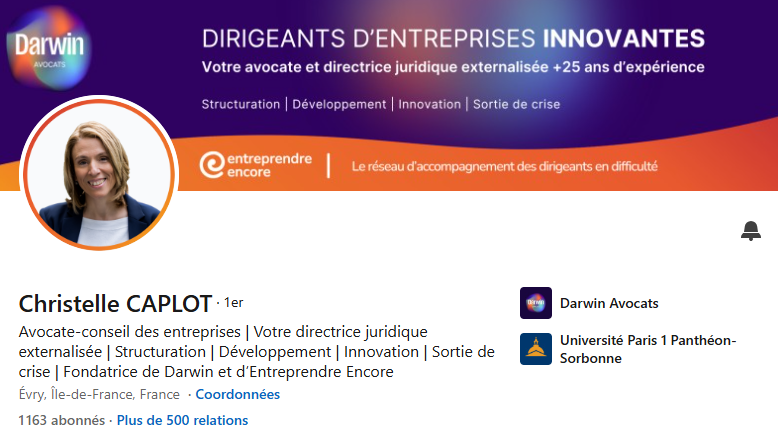 Publications LinkedIn de Maître Christelle Caplot réalisées par La Buon'Com